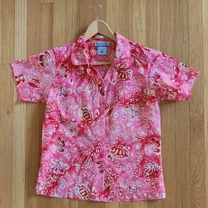 Columbia River resort cotton Hawaiian shirt- Small-women's